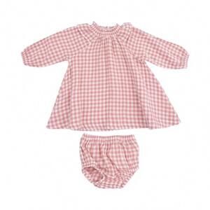 NEW ANGEL DEAR girls' long sleeve ruffle smocked neck dress and diaper cover in